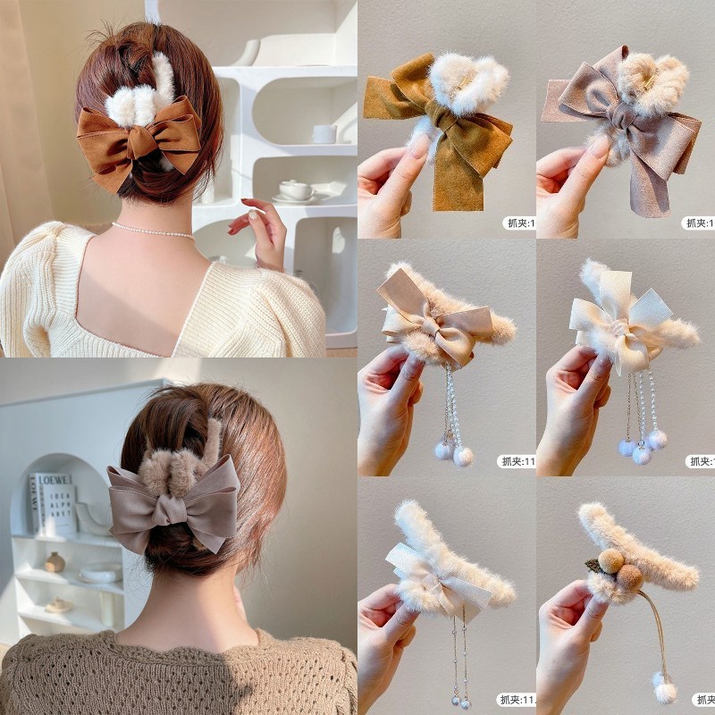 Kẹp Tóc Lông Nhung Dễ Thương Xinh Xắn Thời Trang Hàn Quốc Cho Nữ