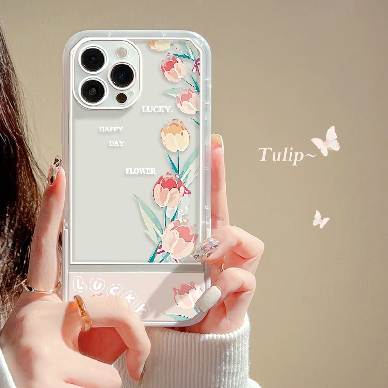Ốp Điện Thoại Silicone Mềm Trong Suốt In Hoa Tulip Cho IPhone 12 13 Pro Max SE 2020 6 6S 7 8 Plus X XS XR Max 11 Pro Max Đứng