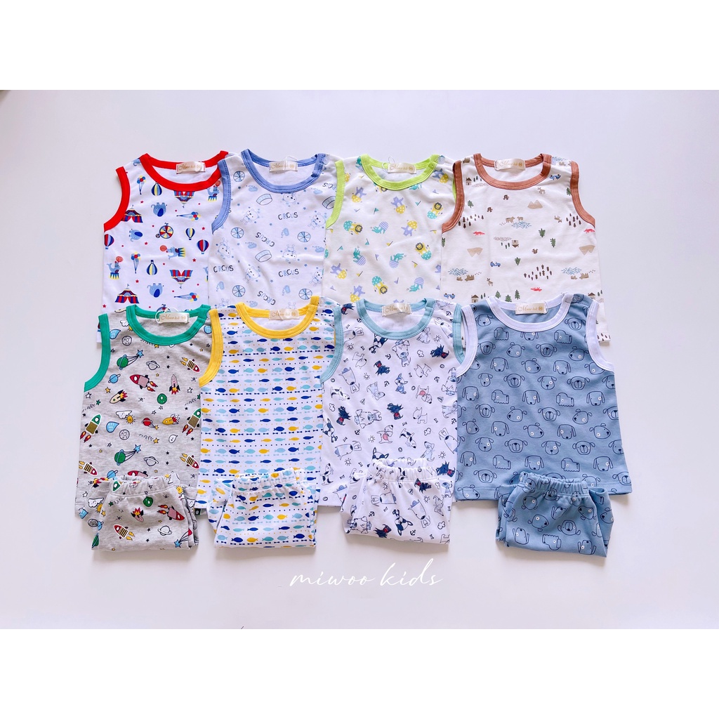 (8-21kg)Bộ thun ba lỗ viền chính hãng Miwoo cho bé ngày hè mát mẻ bảng màu 2(ảnh thật)