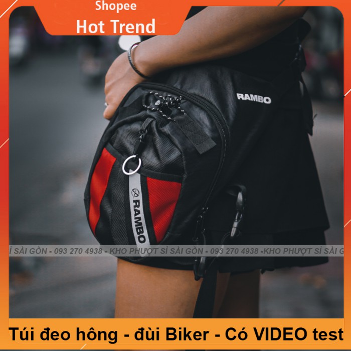 HOT - Túi đeo đùi biker dùng đi phượt, đi tour, shiper cực tiện dụng - Túi đeo hông đùi RAMBO giống Dainese