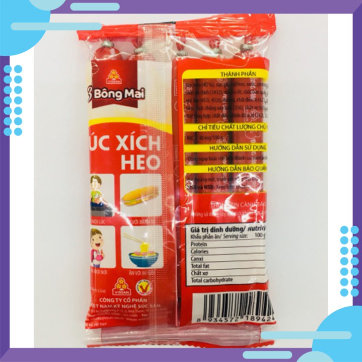 [ CÓ SẴN ] Xúc xích heo 3 bông mai tiệt trùng Vissan 105g (5 cây) - Sib Market - SK0035