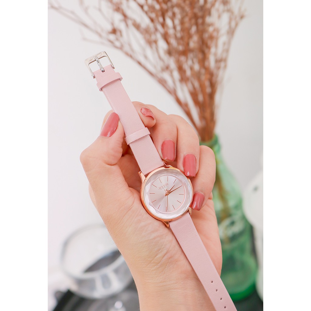 Đồng Hồ Nữ Julius Hàn Quốc Dây Da JA-1254 2 màu (Hồng, Đen)