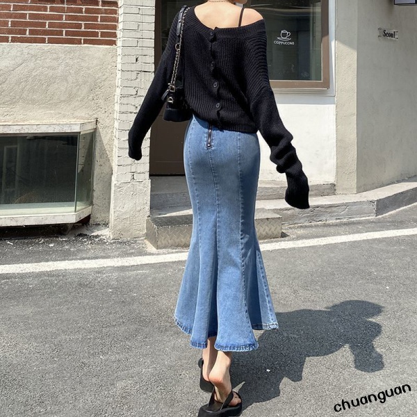 Chân Váy Đuôi Cá Dài Lưng Cao Ống Loe Phong Cách Hàn Quốc Dễ Thương | BigBuy360 - bigbuy360.vn