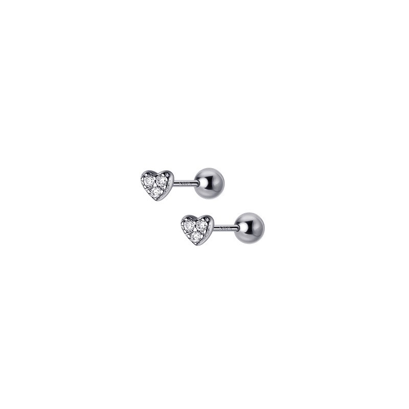 Khuyên tai nữ bạc Ý 925 cao cấp mạ vàng hình trái tim chốt bi xoáy, Bông tai bạc DUYSON SILVER