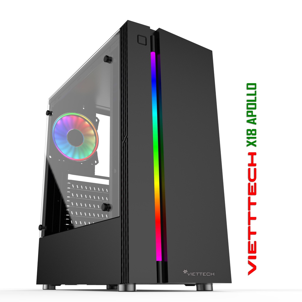 Vỏ Case máy tính Gaming Viettech X18 Trắng,Đen sẵn dải Led RGB - NO FAN