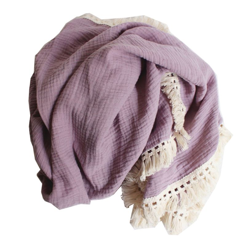 Chăn Quấn Em Bé Phối Tua Rua Phong Cách Muslin