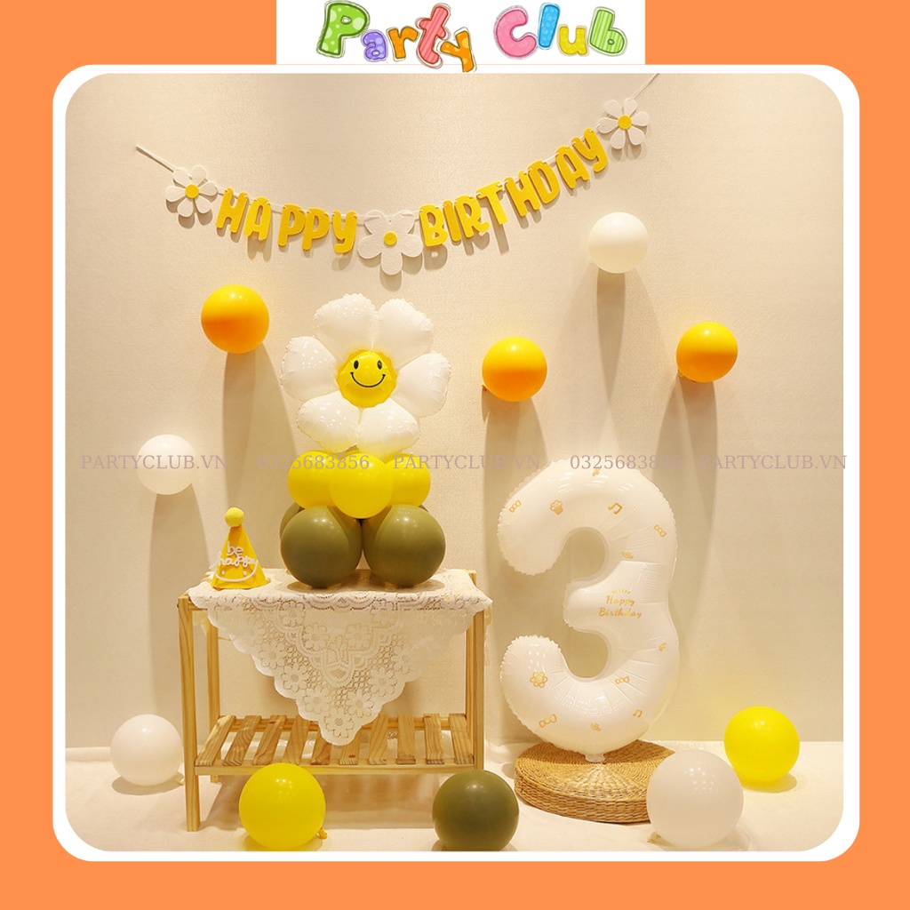 Set bóng trang trí sinh nhật cho bé màu vàng mẫu mới
