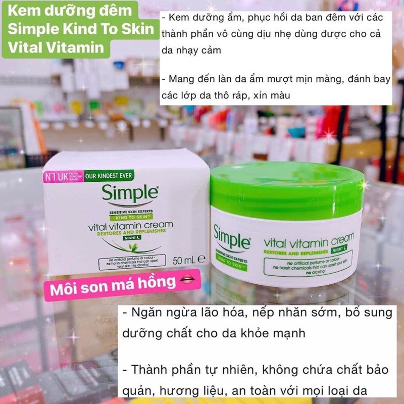 Kem dưỡng ẩm Simple ban đêm