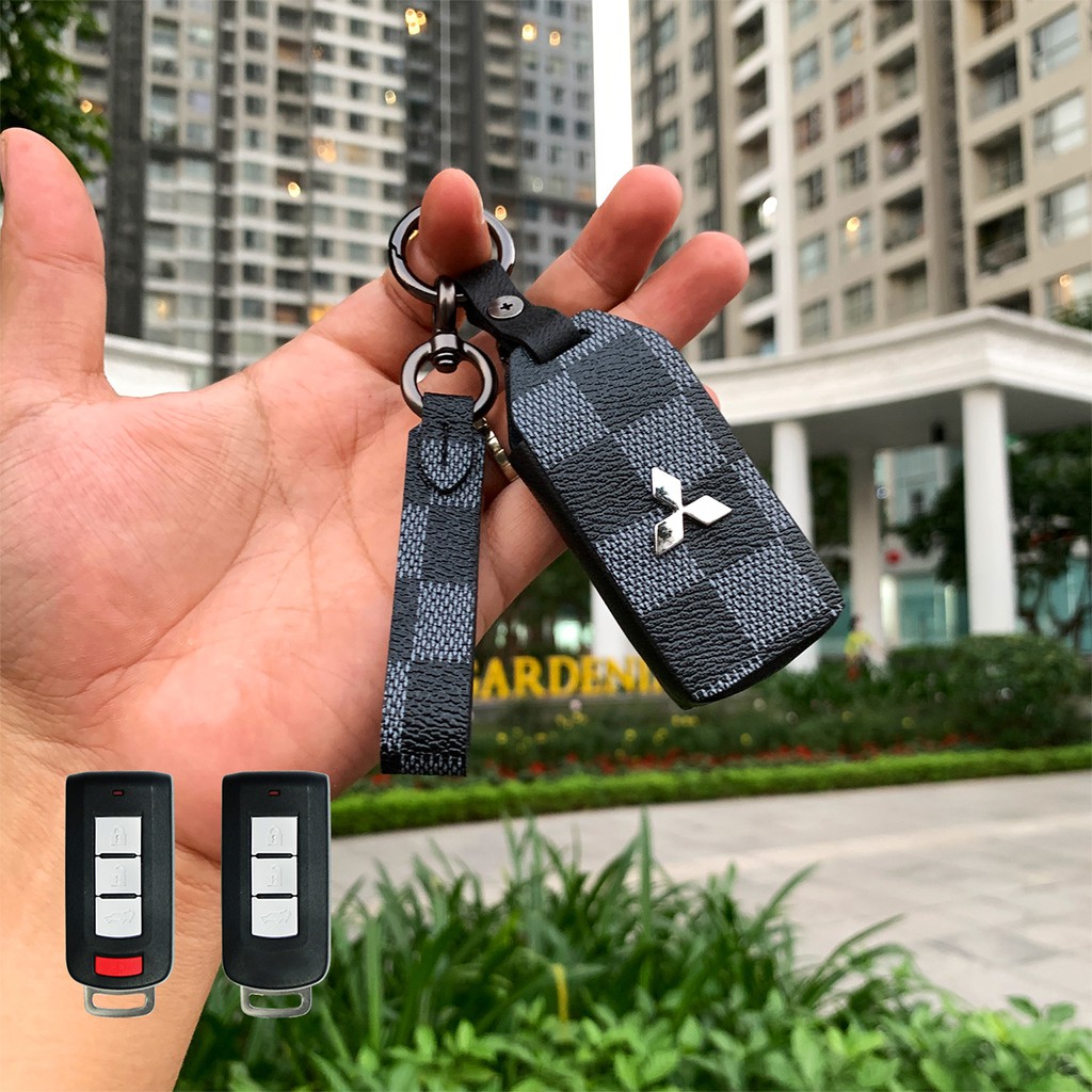 Đựng smartkey Mitsubishi Xpander, Triton, Pajero Sport handmade da thật MIV có tay cầm AD