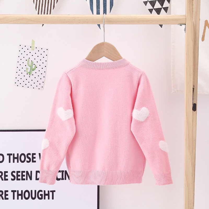 Áo khoác len IQ ANGEL họa tiết trái tim thời trang dễ thương cho bé gái