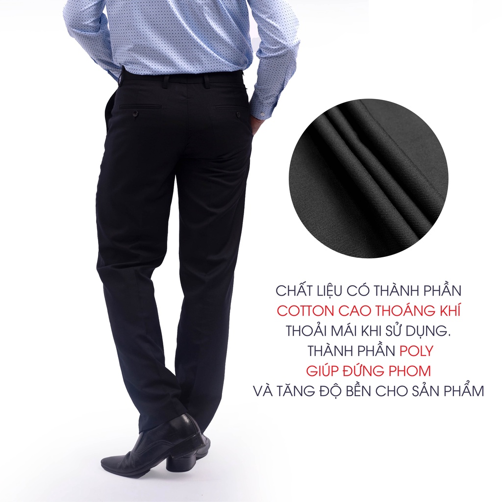 Quần Âu Nam Trung Niên ANCHI Màu Đen Vải Tuytsi, Quần Tây Công Sở Cao Cấp