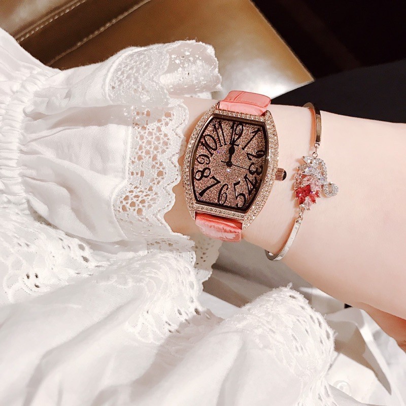 Set đồng hồ nữ Swarovski Ombre Hồng phấn .