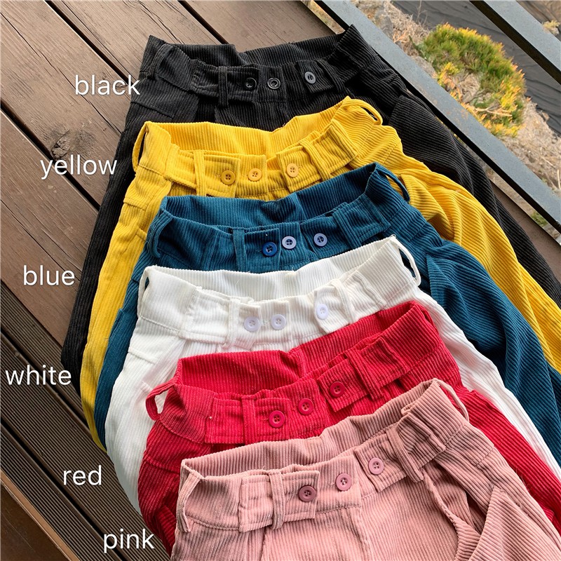 (ORDER) Quần shorts nữ ống lửng nhung tăm nhiều màu cạp cao style retro cá tính Hàn Quốc