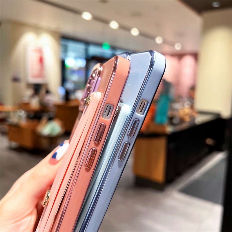 Ốp Điện Thoại TPU Mềm Chống Sốc Chống Rơi Có Quai Cầm Tay Kiêm Giá Đỡ Cho I-Phone 13 12 11 Pro XS XR 8 7 Plus