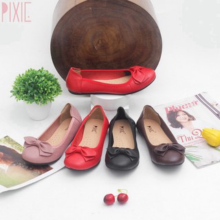 Giày Búp Bê Bệt Da Bò Thật Siêu Êm Gắn Nơ Pixie X424