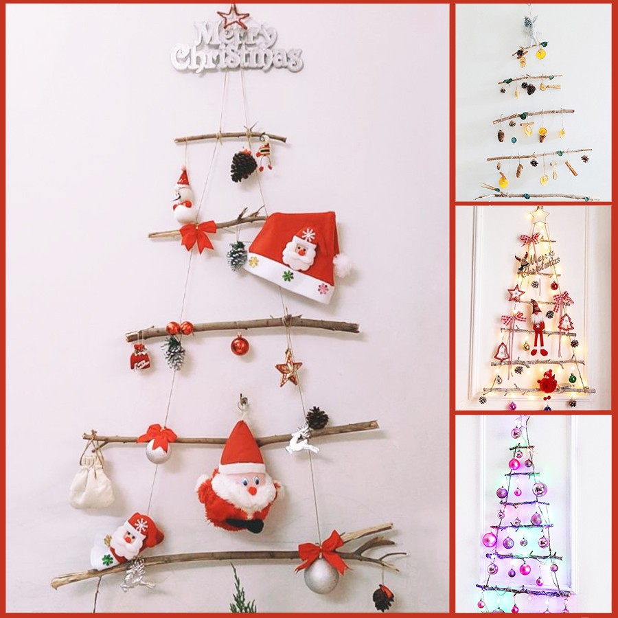Cây Thông gỗ Noel treo tường cao 1m trang trí Giáng Sinh