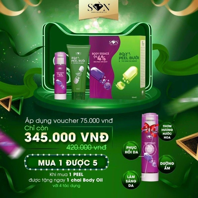 PELL DA BODY BƯỞI S.O.N GRUOP,MUA 1 PELL TẶNG 1 BODY OiiPEEL khử thâm MÔNG - NÁCH - GỐI - CÙI CHỎ TAY...
