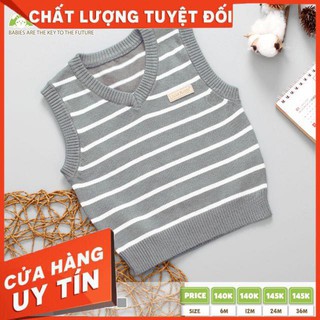 Áo gile cổ tim kẻ