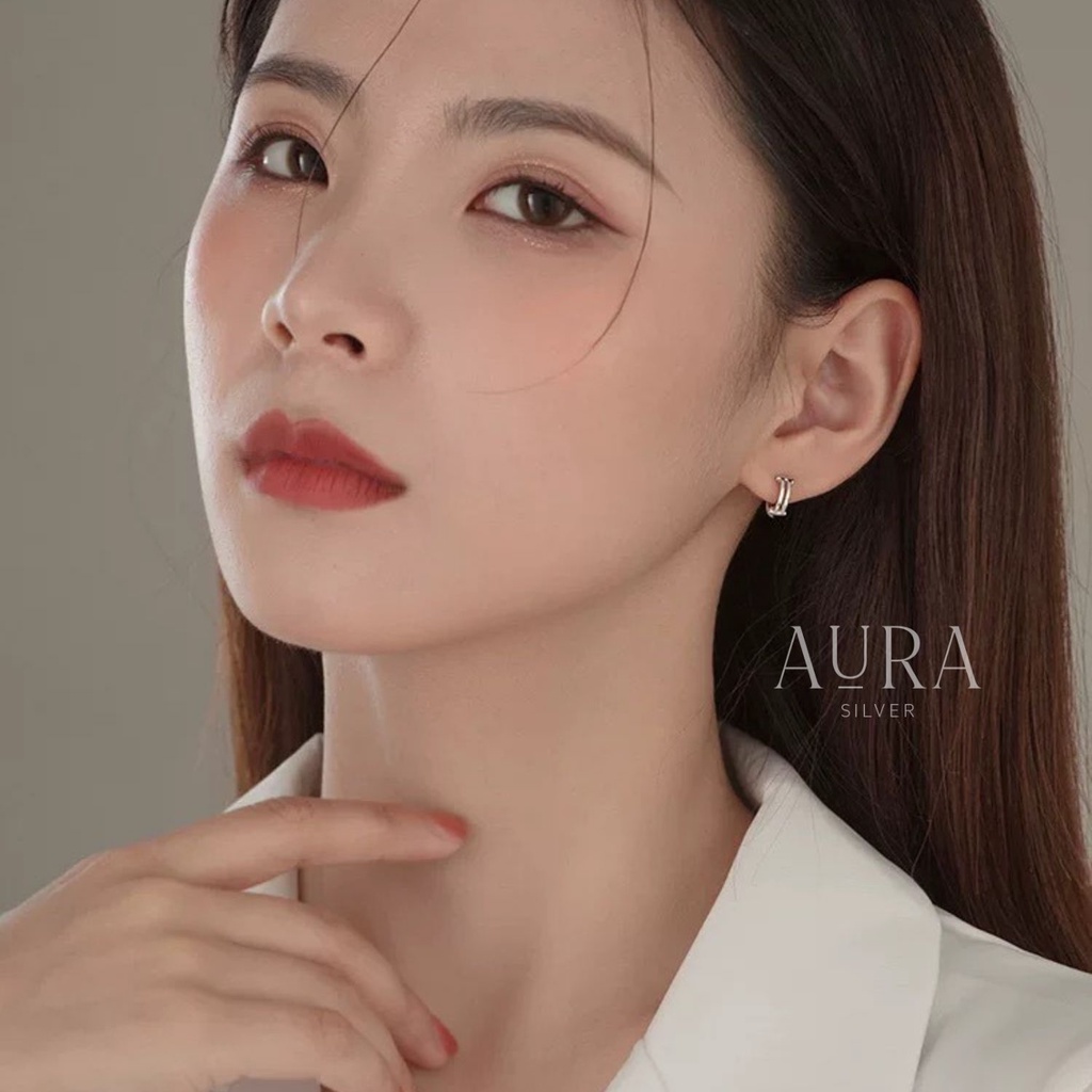 Bông tai nữ bạc 925 khuyên tai bạc tròn bấm đơn giản-KT21