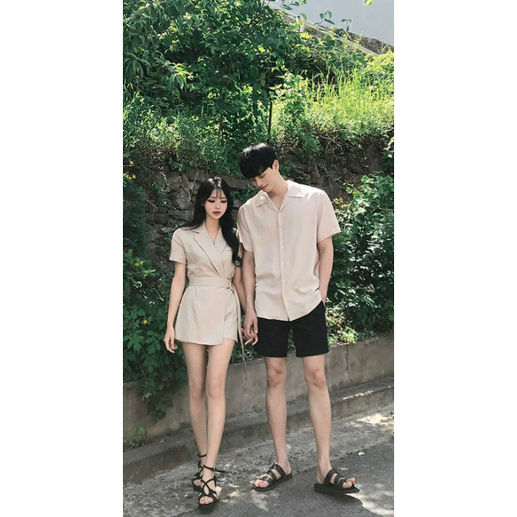 Áo đôi áo cặp 🎀FREESHIP🎀 Áo đôi nam nữ đẹp Set áo váy sơ mi Hàn Quốc-Set đồ couple CP081