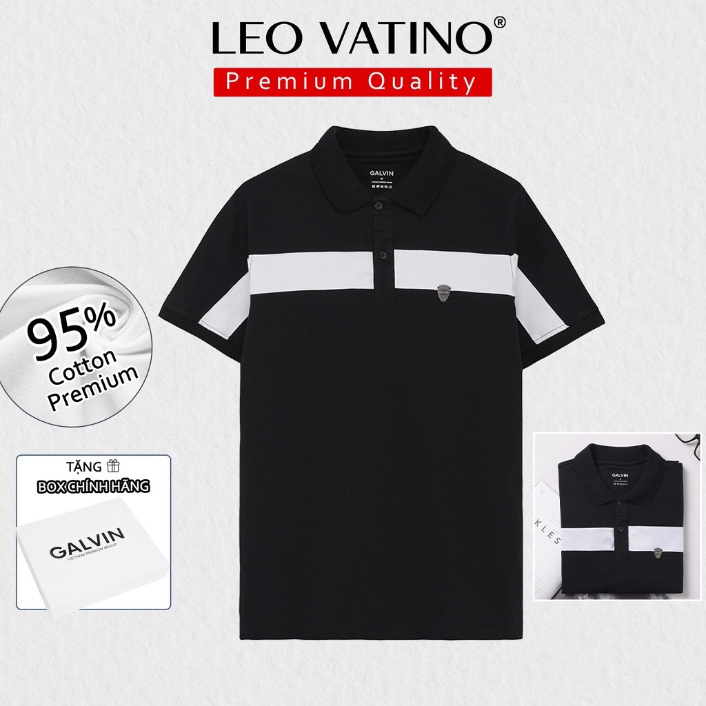 Áo polo nam Galvin Premium phối thân cao cấp 95% Cotton tag Hợp kim Aluminum PLGVPR06 - Leo Vatino