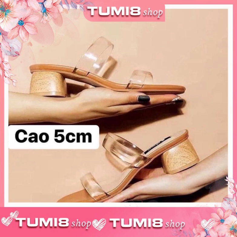 Guốc quai trong 5cm gót vuông đế gỗ quai ngang tôn dáng sang chảnh MP88