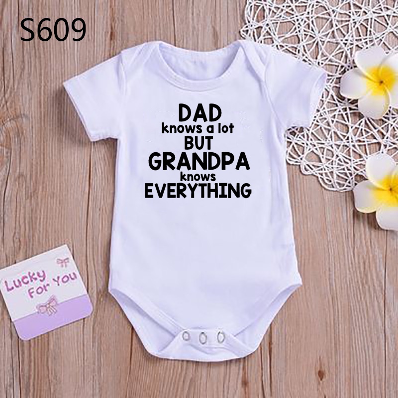Áo Liền Quần Ngắn Tay In Chữ i love my grandpa and grandpa Dễ Thương Thời Trang Mùa Hè Cho Bé Sơ Sinh