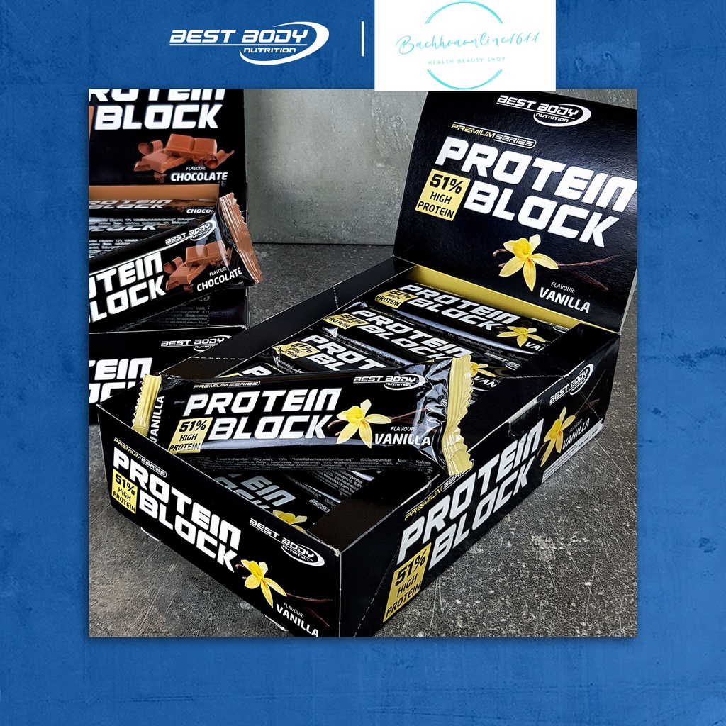 Thanh Bánh Protein CAO CẤP Best Body Nutrition Protein Block - Macadamia Nuss 90g Bar - 46g Protein - ĐỨC