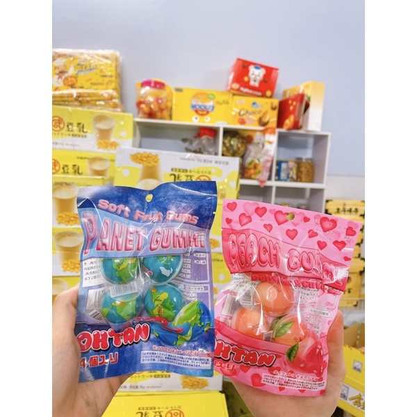 Kẹo dẻo hình trái đất, trái đào có nhân siêu thơm ngon ( 1 bịch)