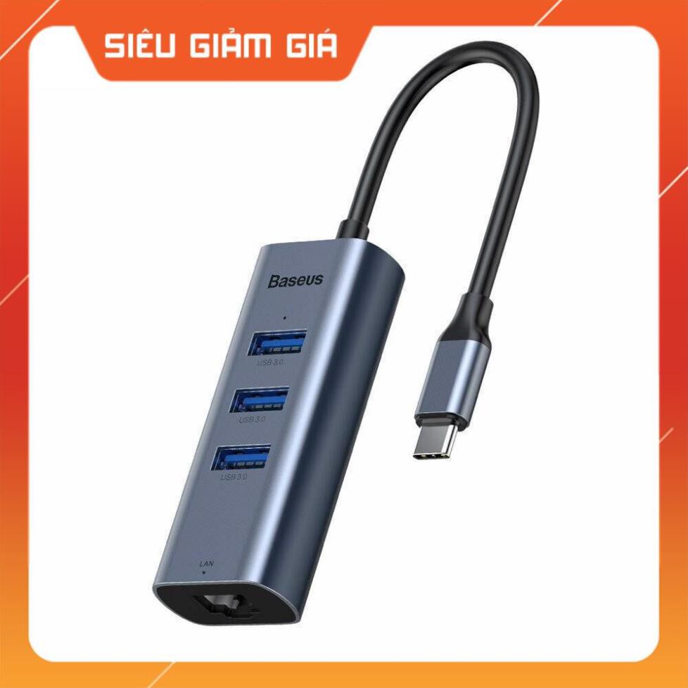 Hub type-c chia cổng 4 in 1 đa năng từ PD Type-C ra 3 cổng USB 3.0 và cổng LAN RJ45 chính hãng Baseus Enjoy