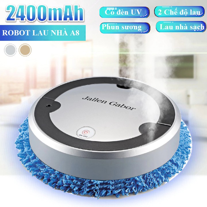 Robot lau nhà  máy lau nhà tự động A8 tích hợp khuếch tán tinh dầu sử dụng pin sạc tiện lợi - Có bảo hành