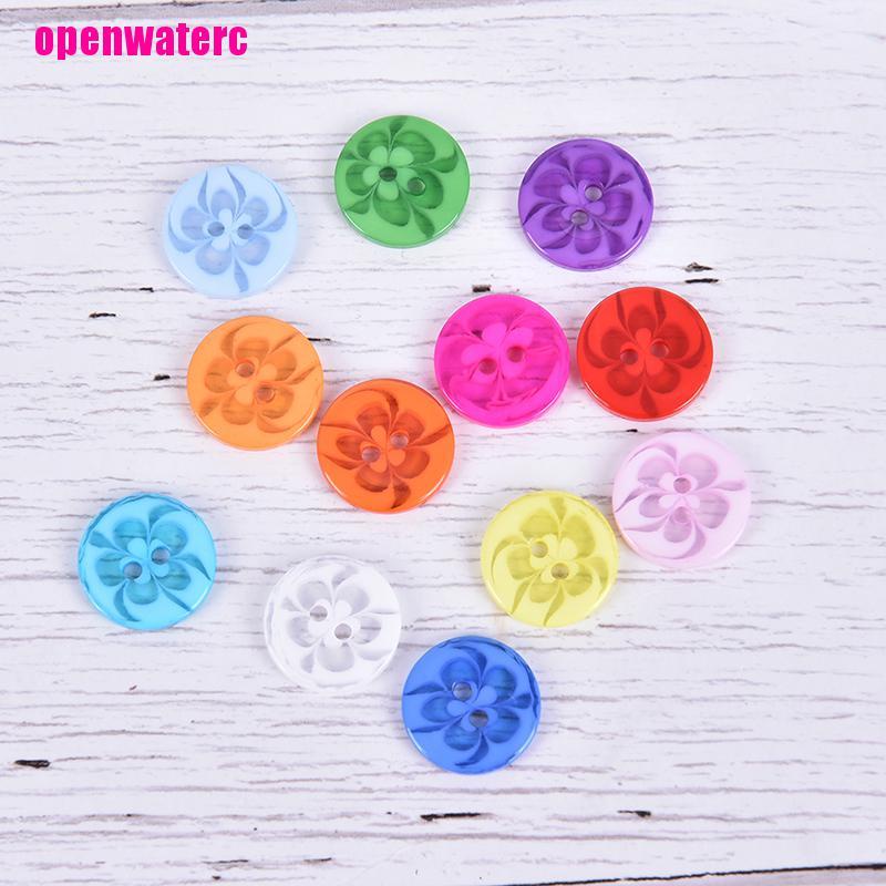 Bộ 100 Nút Áo Hình Bông Hoa 14MM Bằng Nhựa Resin