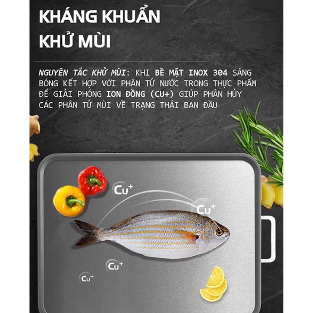 Thớt Inox 304 Cao Cấp 2 Mặt Masuto Kháng Khuẩn Chống Ẩm Mốc Rã Đông Nhanh Siêu Bền - Hàng Chính Hãng