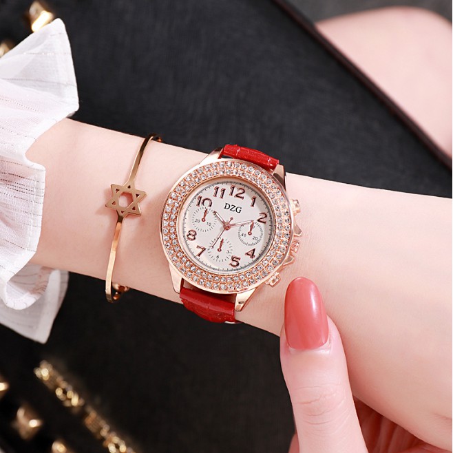 [Siêu Sale] Cực Đẹp Đồng Hồ Đeo Tay Nữ DZG Mới Rhine Stone Vỏ Vàng Hồng Phiên Bản Hàn Quốc | BigBuy360 - bigbuy360.vn
