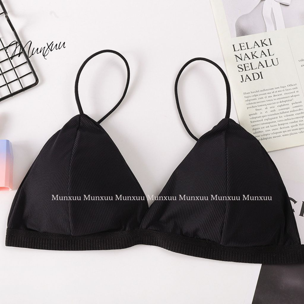 [Mã FATREND0503 giảm đến 30k đơn từ 99k] Áo bra nữ hai dây MUNXUU vải cotton co dãn thấm hút dây lưng mảnh - BR19