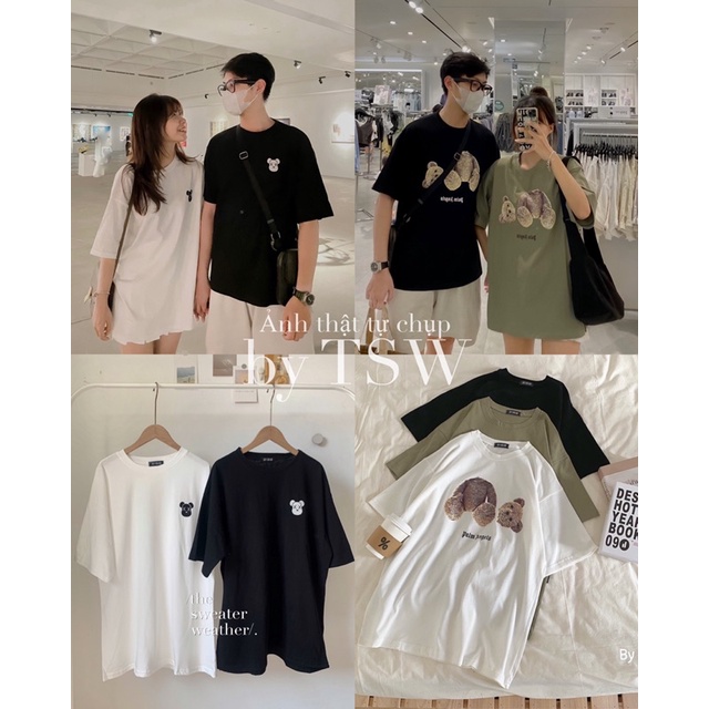 Áo phông hình gấu in/thêu ( Ảnh thật )