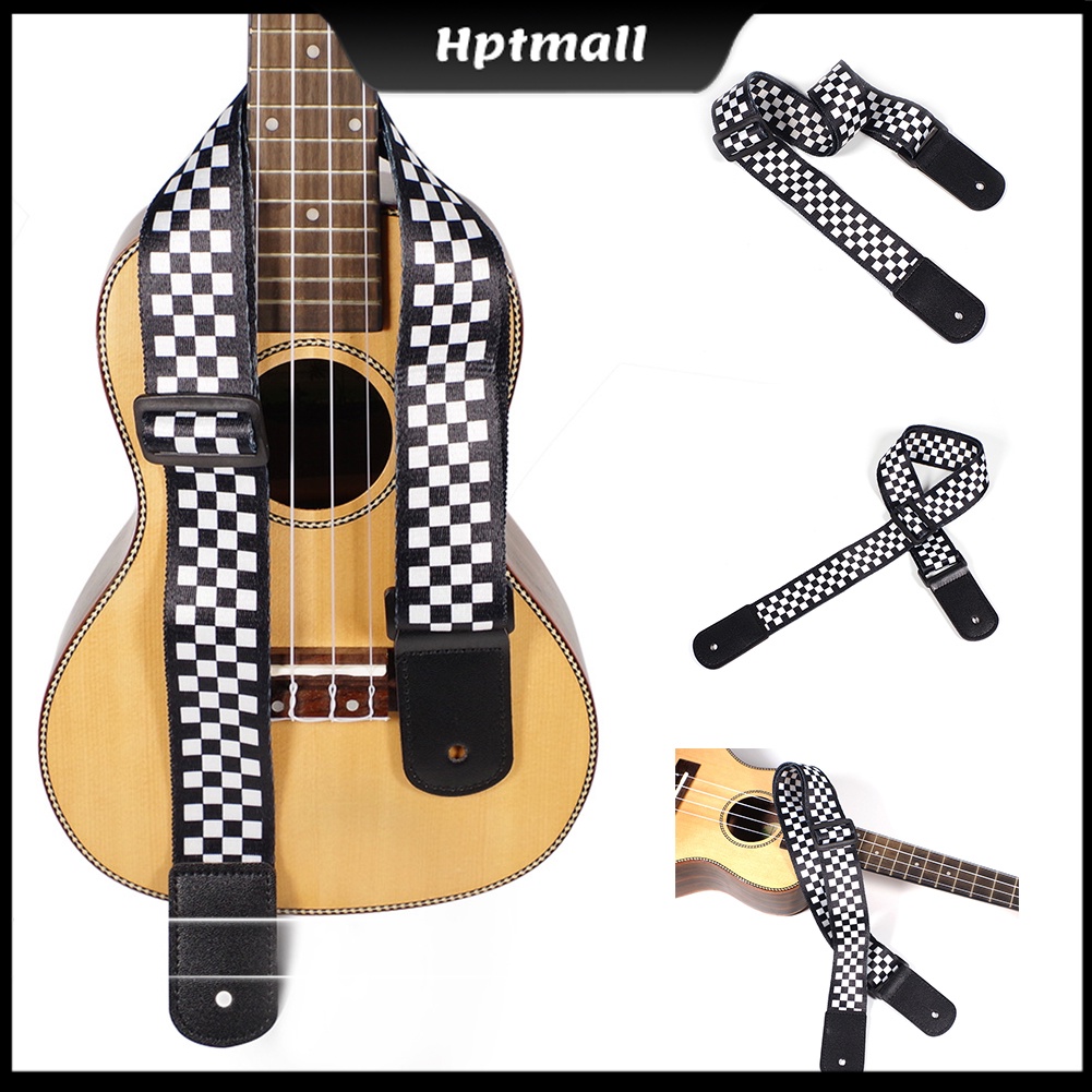 Dây đeo đàn ghi ta / ukulele họa tiết sọc caro trắng đen