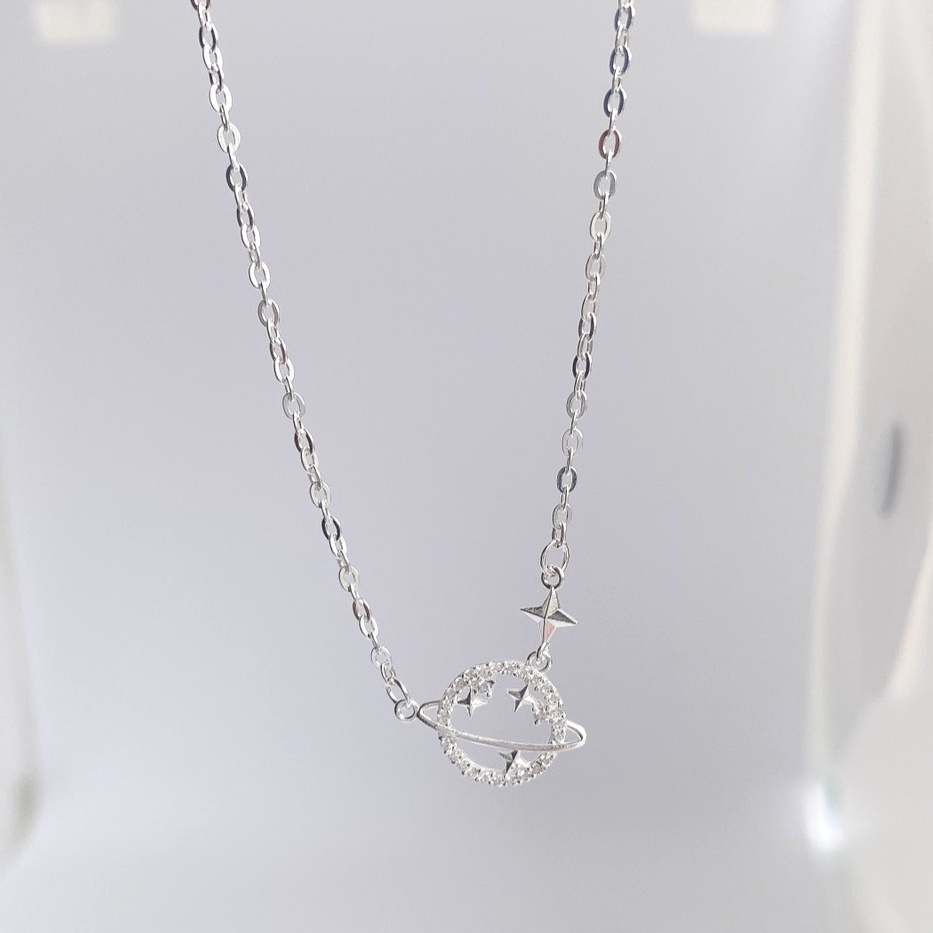 Dây chuyền Bạc nữ Evasilver mặt hình địa cầu đính đá, vòng cổ chất liệu bạc ta thiết kế tinh xảo