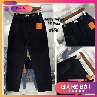 Quần Bagy Jeans BIGSIZE Đen Trơn Ống Đứng Trẻ Trung ,Dễ Phối Đồ.
