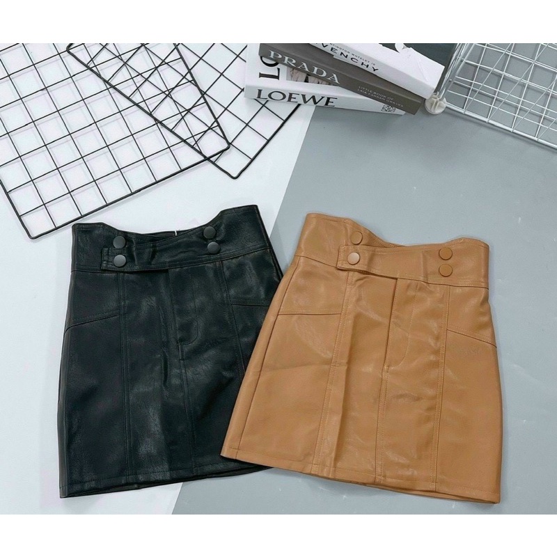 CHÂN VÁY DA DÁNG A KHUY CẠP CAO QUẢNG CHÂU MS17267