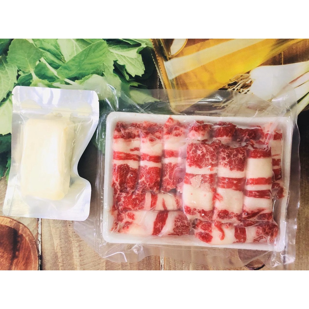 1Kg Ba Chỉ Bò Mỹ Cuộn Nhúng Lẩu Thả Lẩu đóng khay