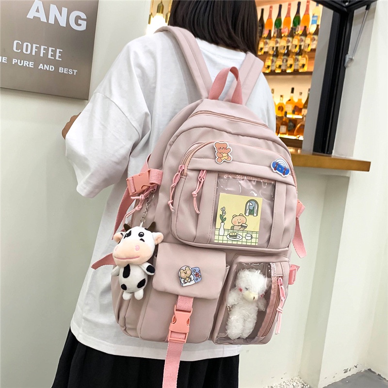 Balo học sinh nữ Ulzzang vải canvas đi học phong cách thời trang hàn quốc