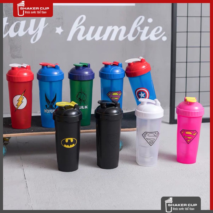 Bình lắc tập gym bình thể thao shake bottle Super Hero