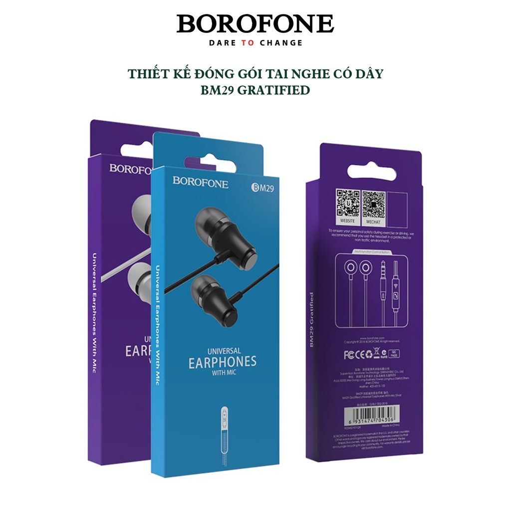 Tai nghe nhét tai có dây BOROFONE BM29 Gratified - AK Mobile