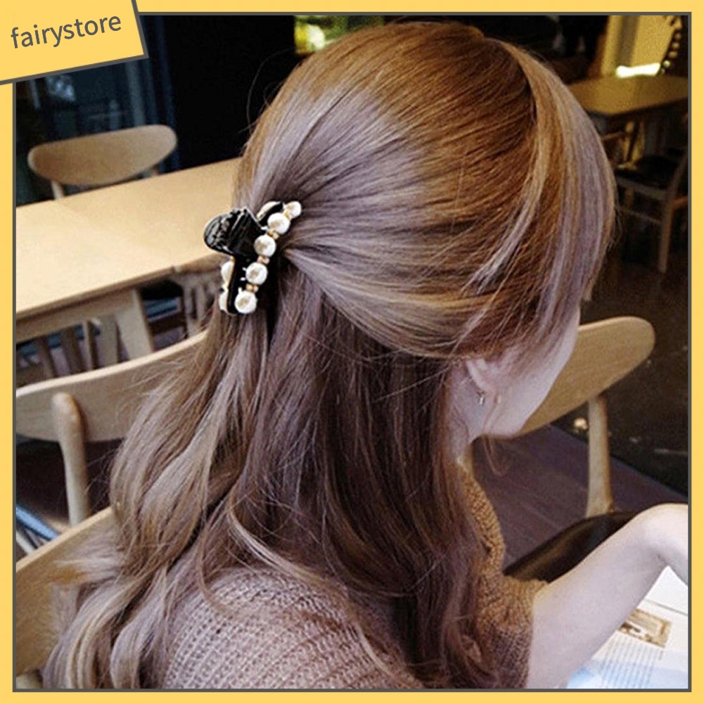 Kẹp tóc đính đá và ngọc trai giả thanh lịch dành cho nữ