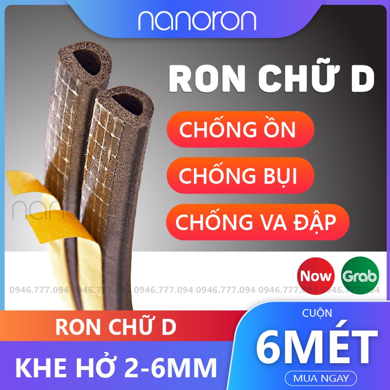 Ron cao su EPDM dán khung cửa  Ron chữ D NANORON chống bụi, chống côn trùng, cách âm, giữ nhiệt