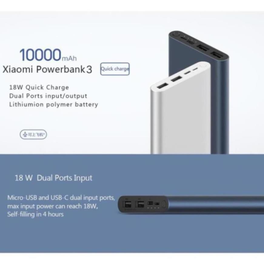 Pin sạc dự phòng Xiaomi 10000 mAh Gen 3 Type-C 18W - Bản Quốc Tế - I.CASE.STORE