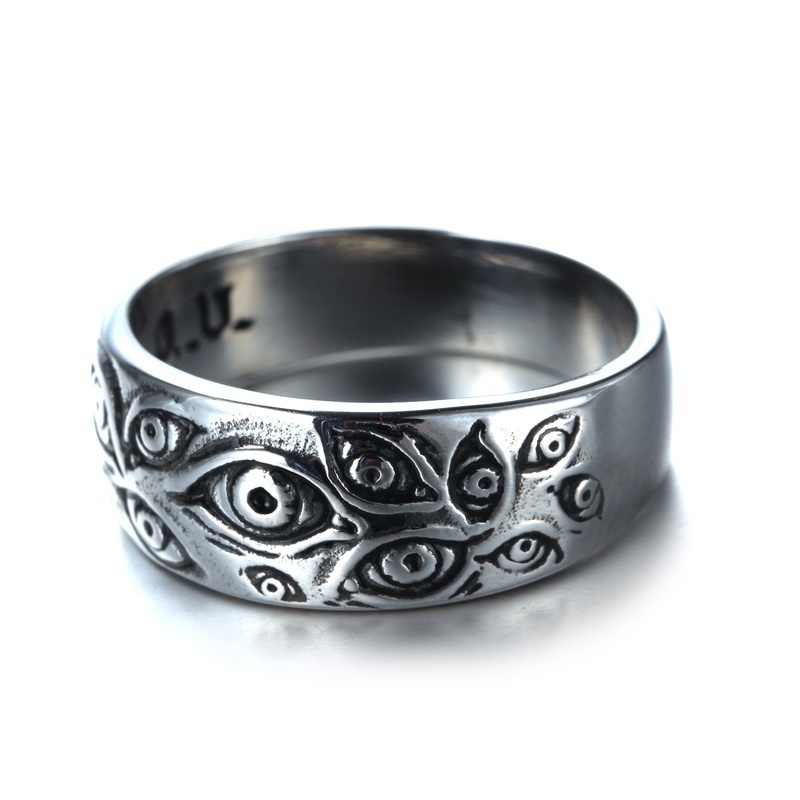 Nhẫn inox hình mắt quỷ phong cách vintage cho nam