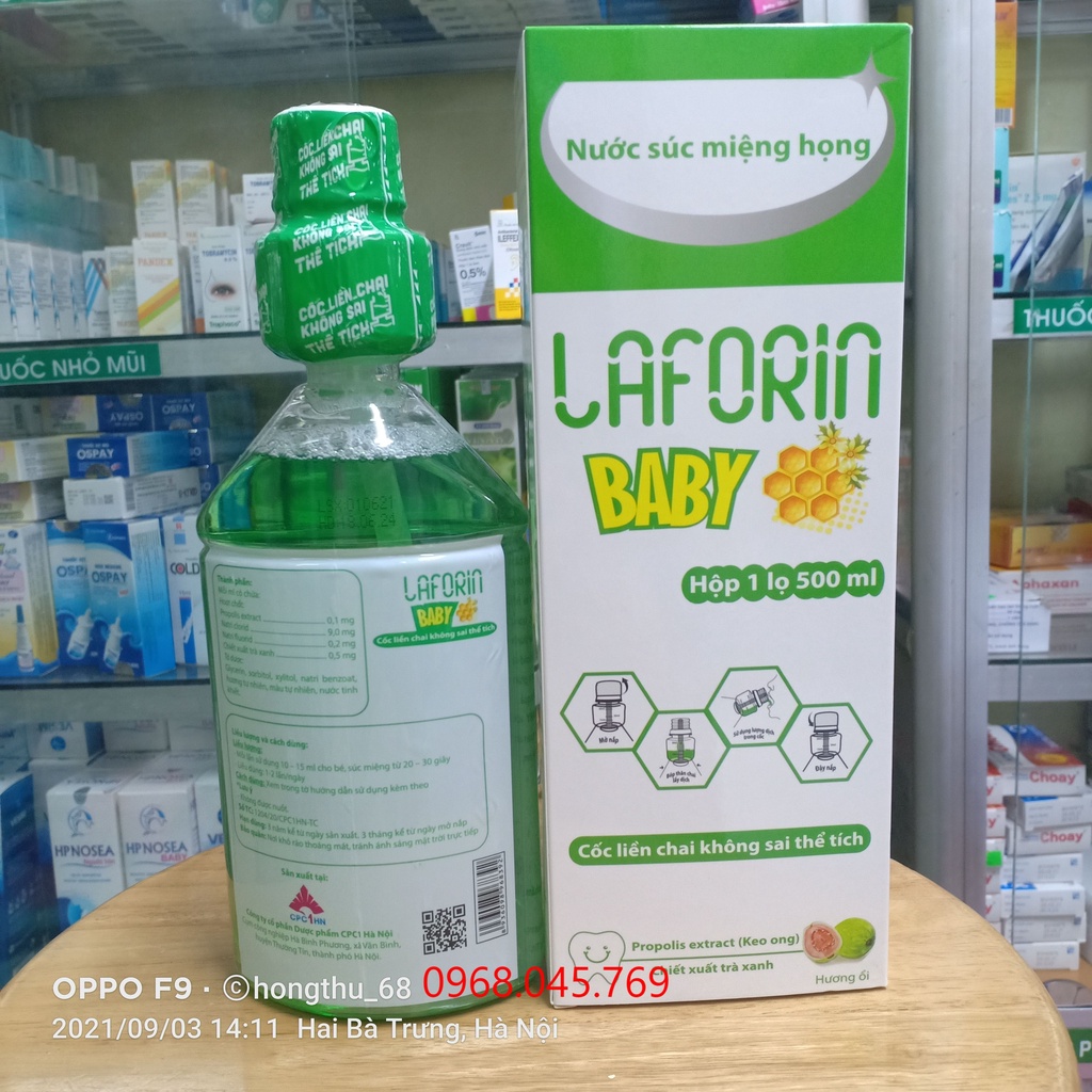 Nước súc miệng họng LAFORIN BABY 500ml hương ổi