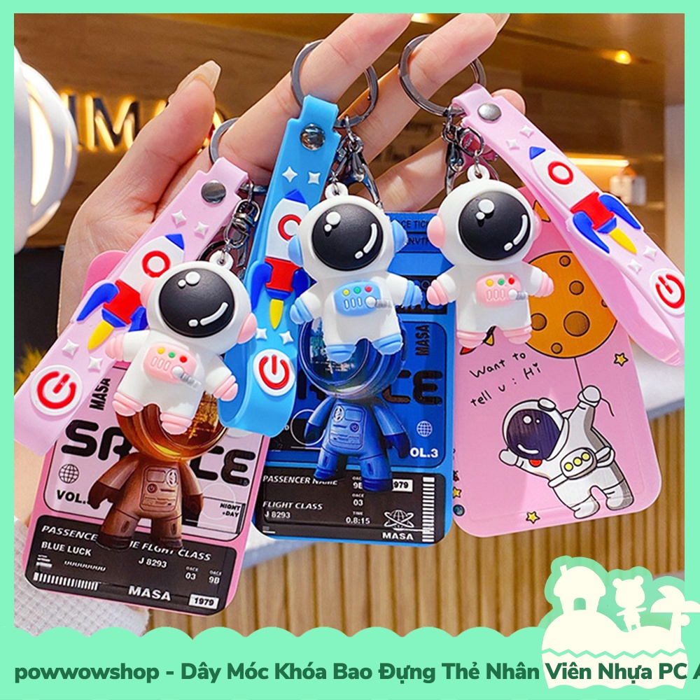 [Sẵn VN - Hỏa Tốc] Dây Móc Khóa Bao Đựng Thẻ Nhân Viên Nhựa PC+Acrylic Mẫu Astronaunt Phi Hành Gia Không Gian 3D